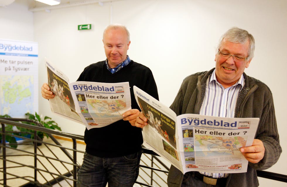 Lars Birger Baustad og Karsten A. Larsen bruker tid på både lokalaviser og lokale fjernsynskanalar. Men av og til meiner dei det blir feil å ikkje informere internt politisk før ein slepp nyhende.
Arkivfoto: Alf-Einar Kvalavåg