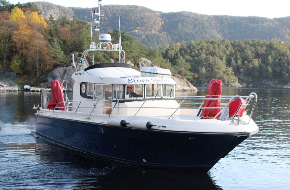 «Store sjefen» er den nye båten som skal frakte passasjerer mellom Steinsvik og Borgøy.  Foto: Karina Søvik