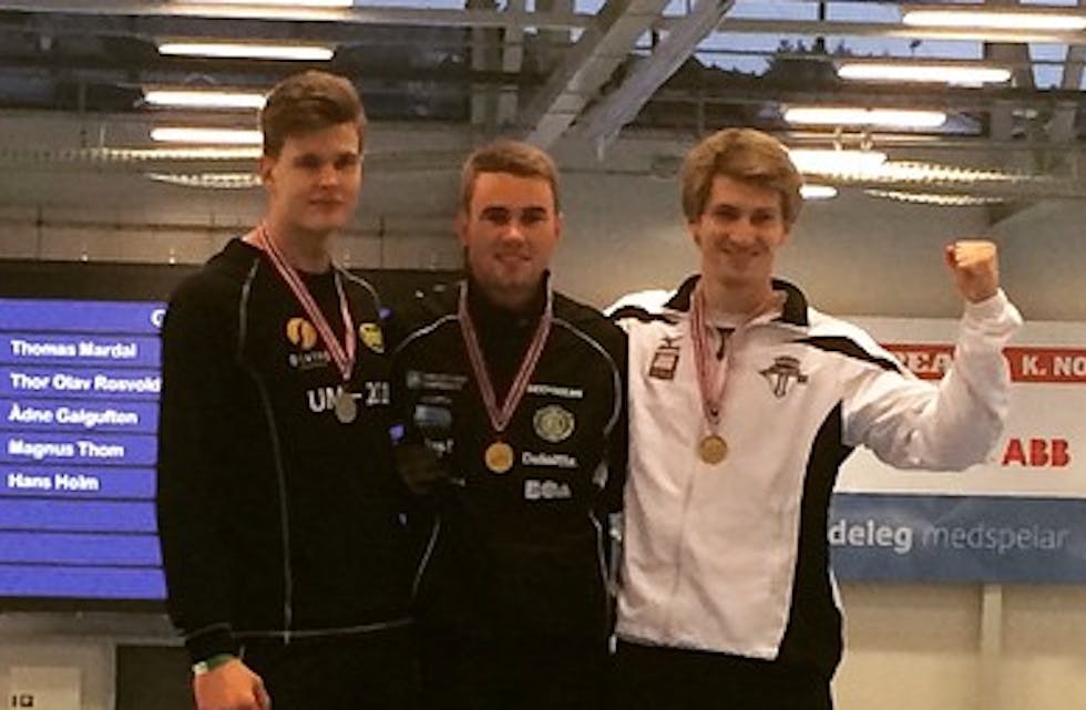 Ny pers og ny gullmedalje for Sindre Gelius Eikje under UM i helga. Foto Privat