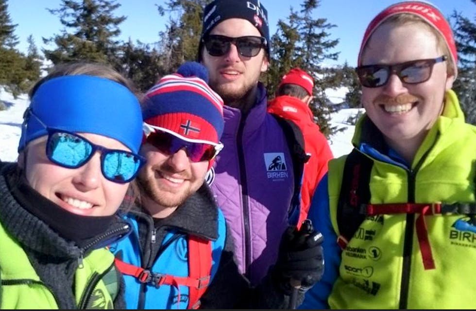 F.v Emilie Klausen gikk hele Birken, mens Tore Espevik, Hans Petter Mortveit og lengst til høyre Anders Heskja Sandvik gikk Stafettbirken.