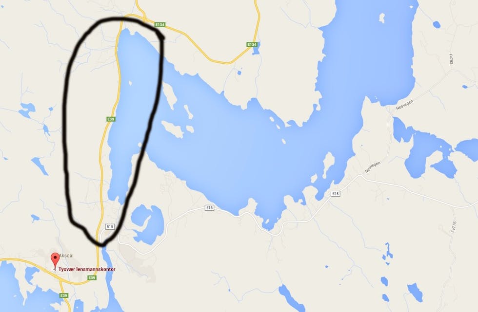 I området som er markert mellom Grinde og Våg har det vore fleire innbrott den siste månaden. Ill: Google map