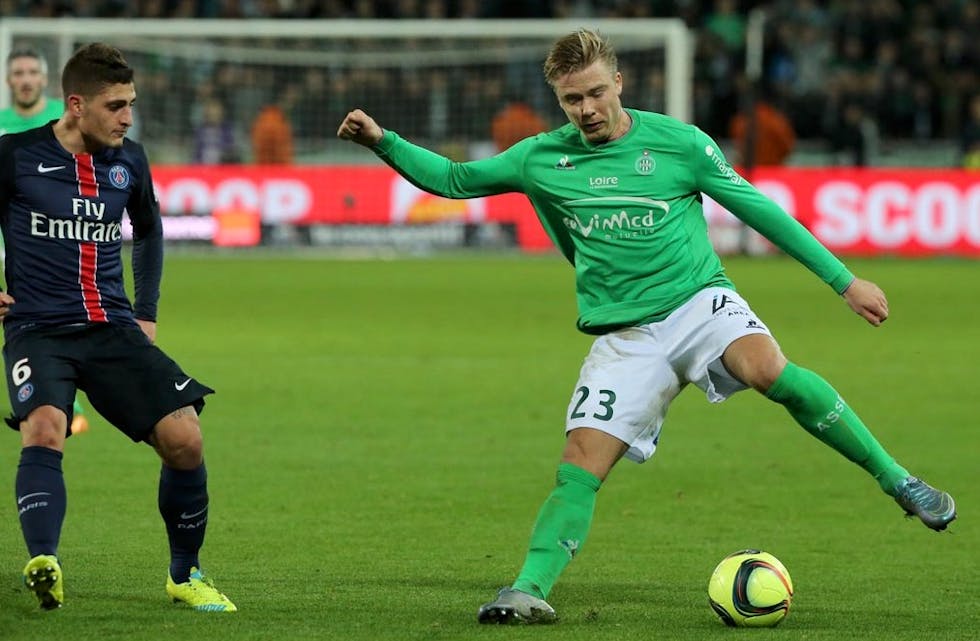 Det ble tap sost Alexander Søderlund spilte mot PSG. Foto: Saint-Etienne