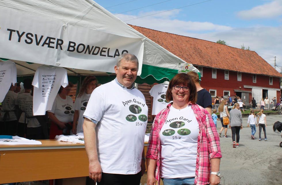 Ola Andreas Byrkjedal og Inger Johanne Bligaard, leder for henholdsvis Rogaland Bondelag og Tysvær Bondelag, rett før åpning av Åpen Gård 2016.