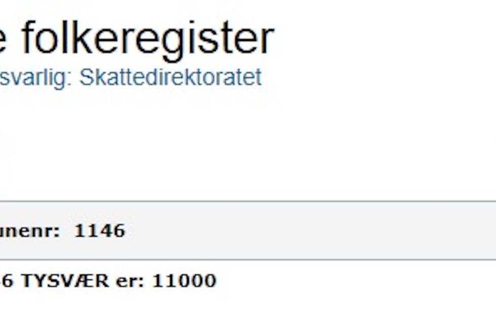 21. juni 2016 fikk ordføreren se 11.000 for første gang hos folkeregisteret. Skjermdump: Infotorg.no