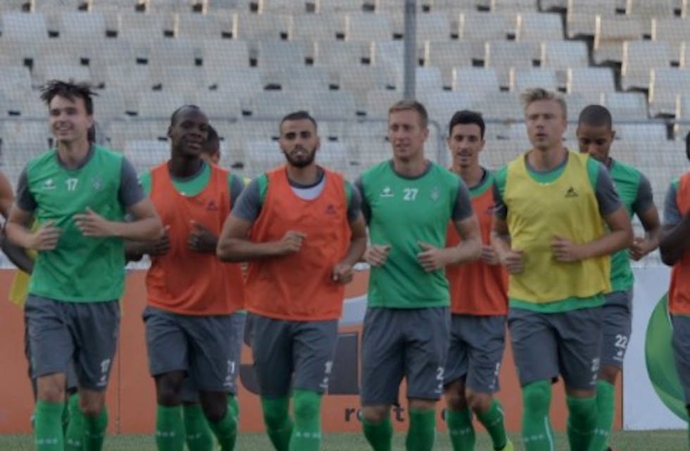 Ole Sælnes og Alexander Søderlund kan møte Rosenborg. Foto: Saint-Etienne