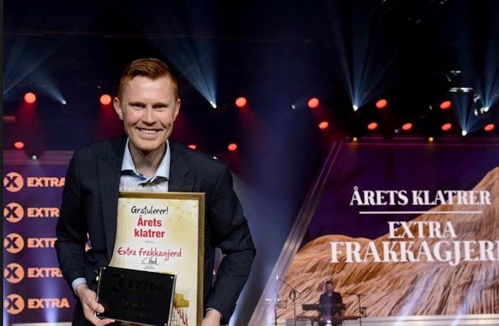 Butikksjef Ronny Stange i Extra Frakkagjerd kunne juble litt ekstra over den gjeve prisen «Årets Klatrer 2017»