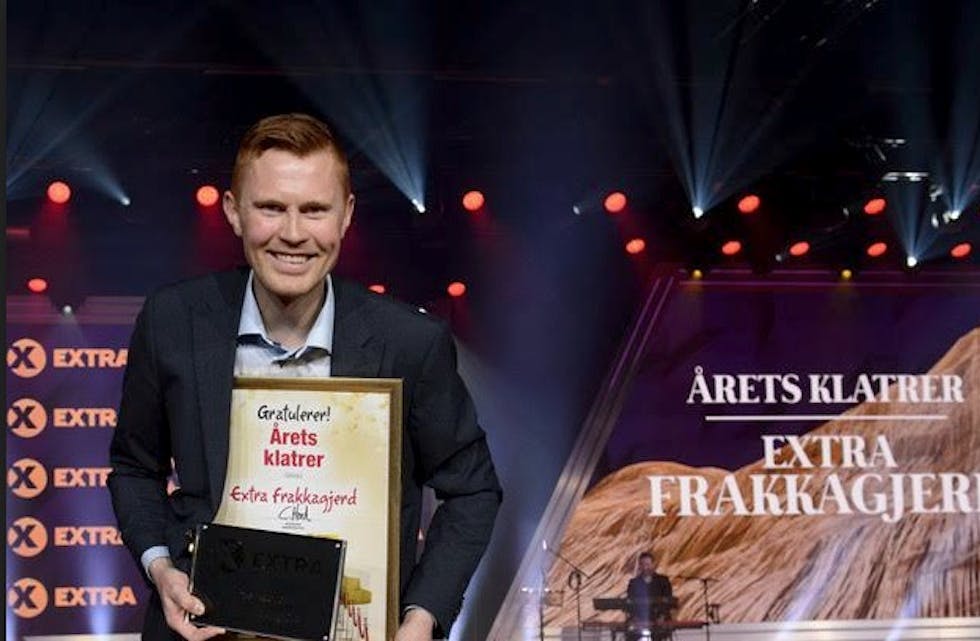 Butikksjef Ronny Stange i Extra Frakkagjerd kunne juble litt ekstra over den gjeve prisen «Årets Klatrer 2017»