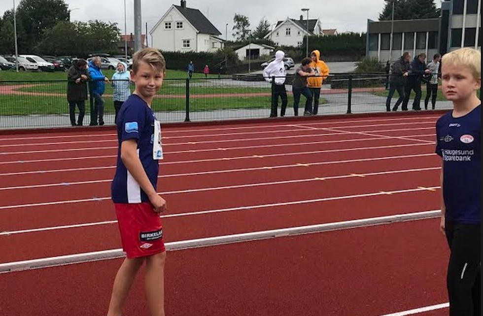 Andre Nordal Amdal (13) tok en 1. plass i lengde i klassen G13. Foto: Karianne Aarøy.