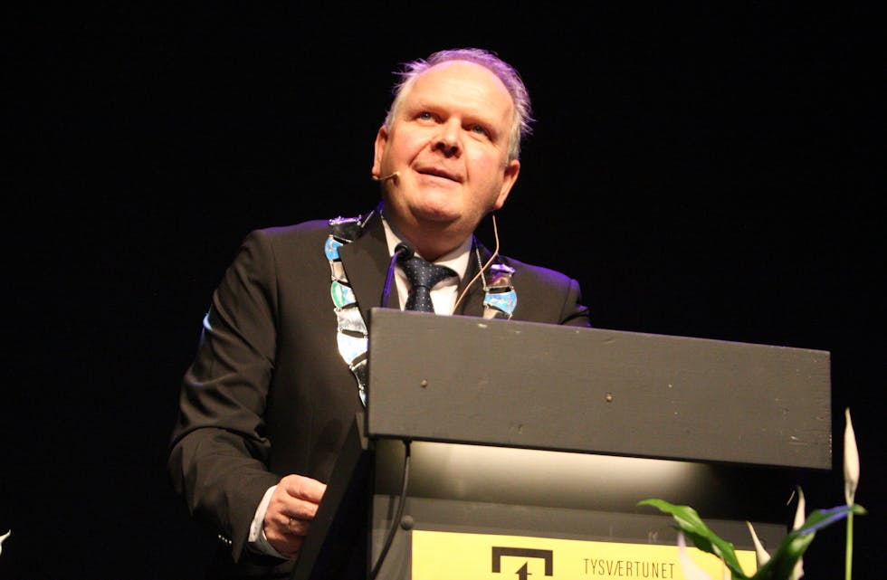 Ordfører Sigmund Lier så både bakover og opp og frem i sin nyttårstale. 2018 var et godt år for Tysvær. Foto: Alf-Einar Kvalavåg