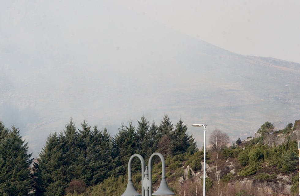 Det ryker godt i Aksdal akkurat nå. Kontrollert lyngbrenning er et vårtegn. Foto: Alf-Einar Kvalavåg