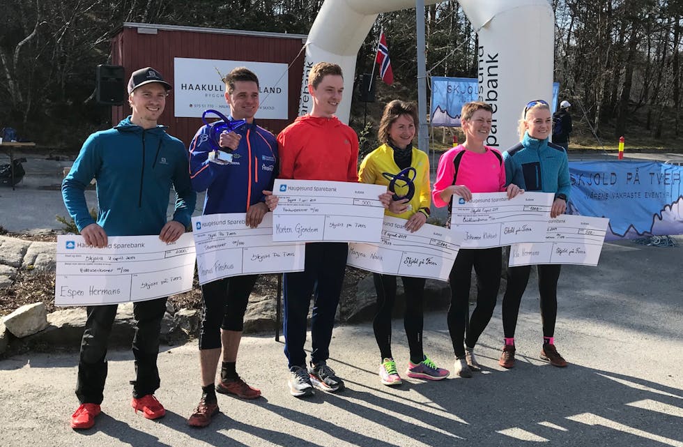 thomas Finshus, nummer to fra venstre, var rasket i løpet Skjold på tvers. Foto: Lars Gunnar Økland