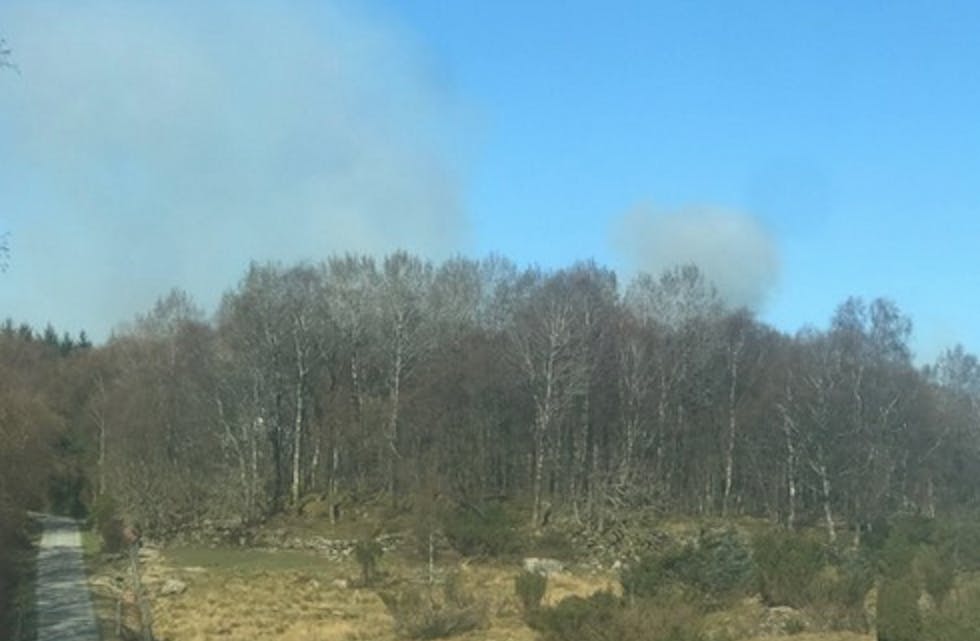 Naboer kunne på nytt se kraftig røyk fra området ved Hetland. etter et par timer fikk brannvesenet kontroll. Foto: Bygdeblad-tipser