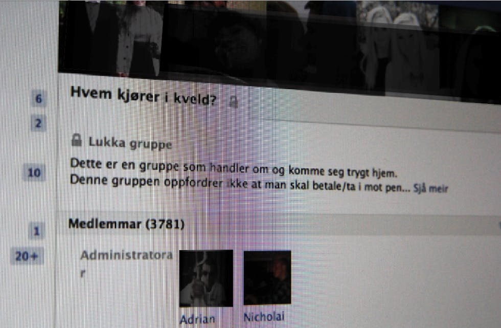 Det finst mange «kven kjører i kveld-profilar» på facebook. Skjermdump: facebook