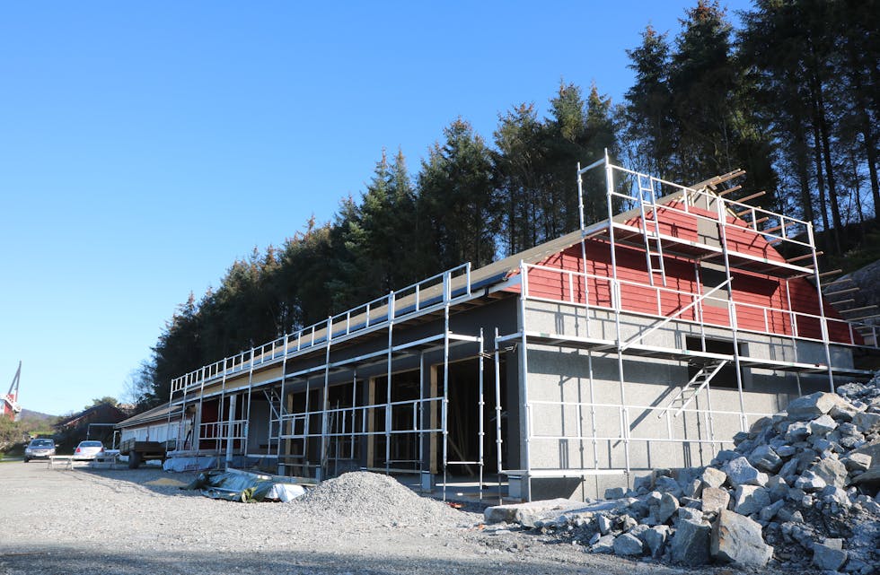 Båthuset tar skikkeleg form. No blir bygget meir enn dobbelt så stort, og behovet dei neste åra skal vere dekka.
Foto: Mona Terjesen