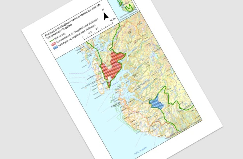 Fylkesmannen i Rogaland meiner store område i Rogaland må takast ut av nasjonal ramme for vindkraft Foto: Fylkesmannen i Rogaland