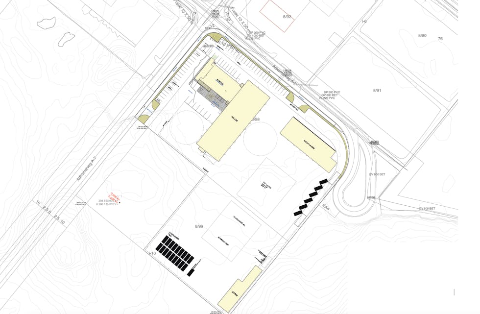 Planane for kommunen sitt nye driftsbygg og område rundt.  
Illustrasjon: Tysvær kommune
