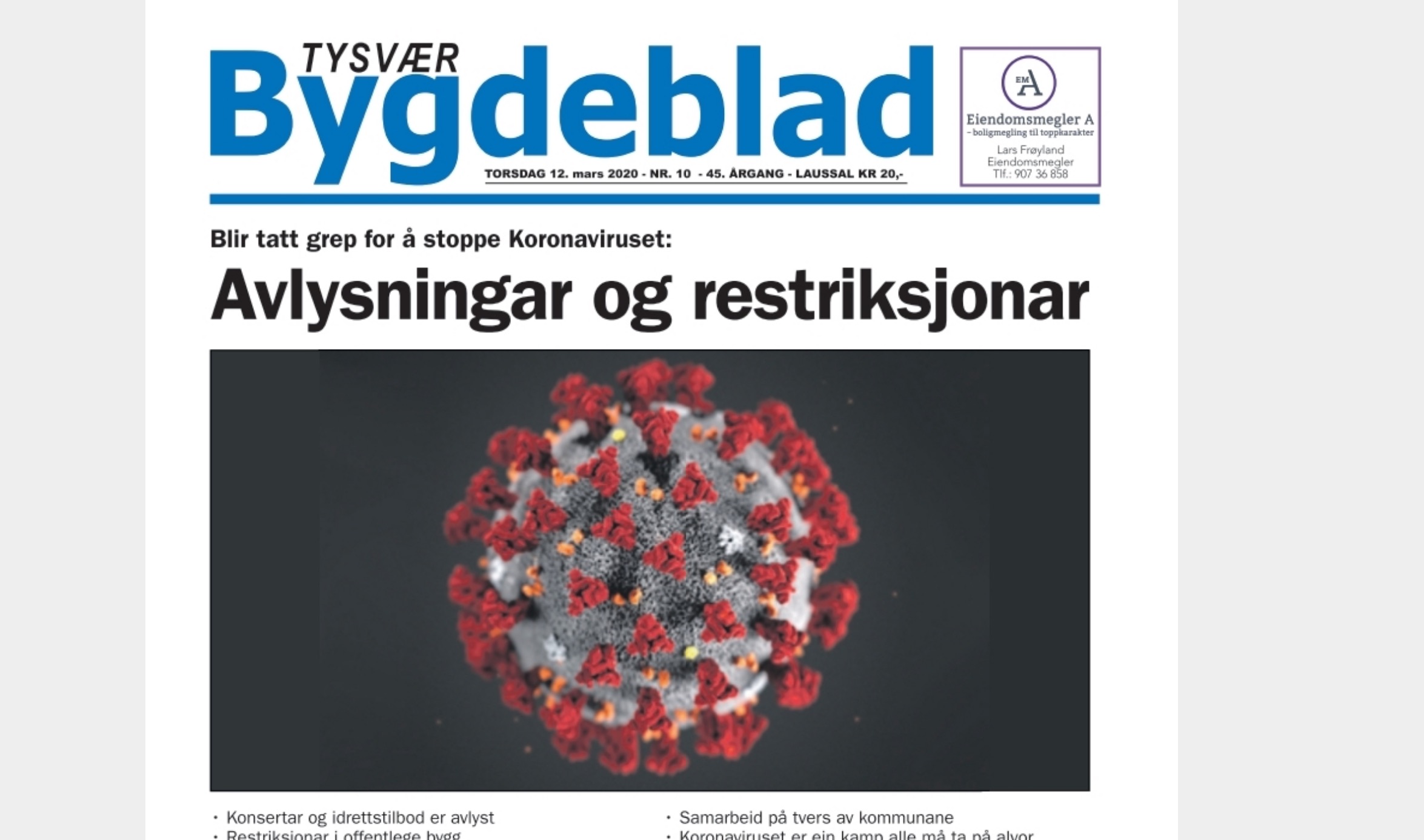 Tysvær Bygdeblad stenger døra for kunder