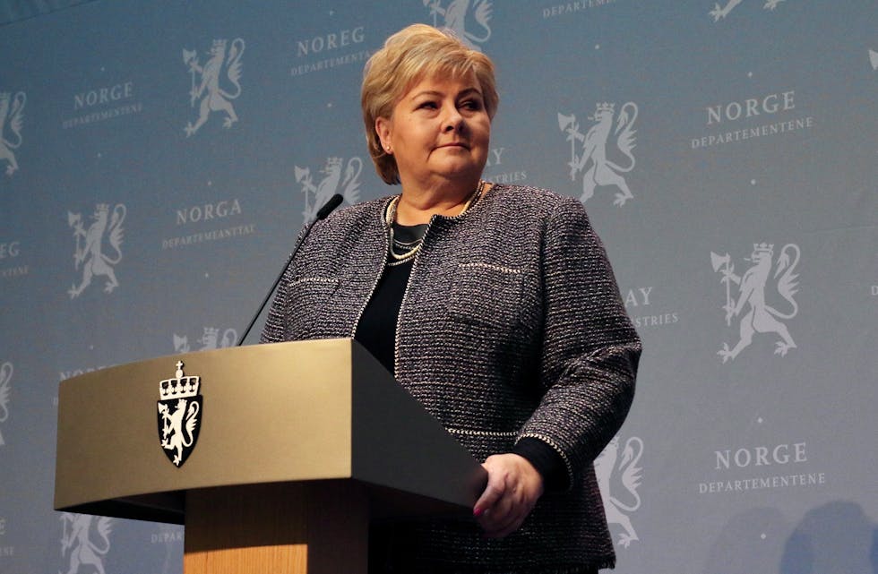 Statsminister Erna Solberg informerte i dag om hvordan Norge skal gjenåpnes. Foto: Stortinget