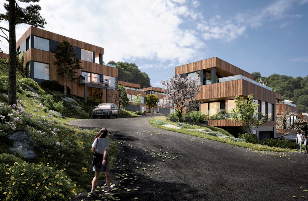 Odd Hansen AS har funne plass til ni einebustadar i «Frukthagen».