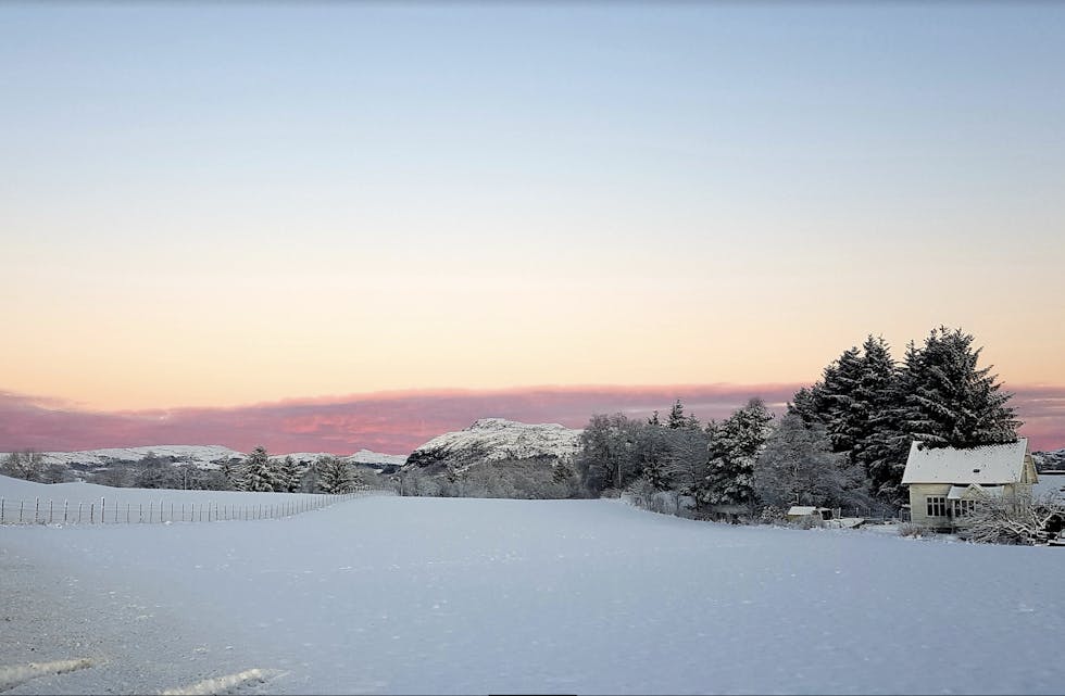Vinter på Stakland. Foto: Bjørg Rørtveit