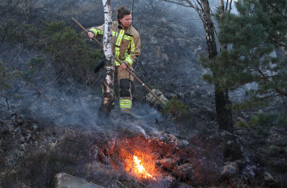 Brannmannskap fra Aksdal hadde full kontroll.  Foto: Alf-Einar Kvalavåg