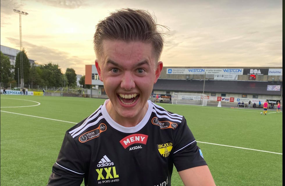 Håkon Mannsåker skal spille for Skjold i år. Mot Djerv 1919 2 ble det hattrick. Foto: John Inge Ulvøy