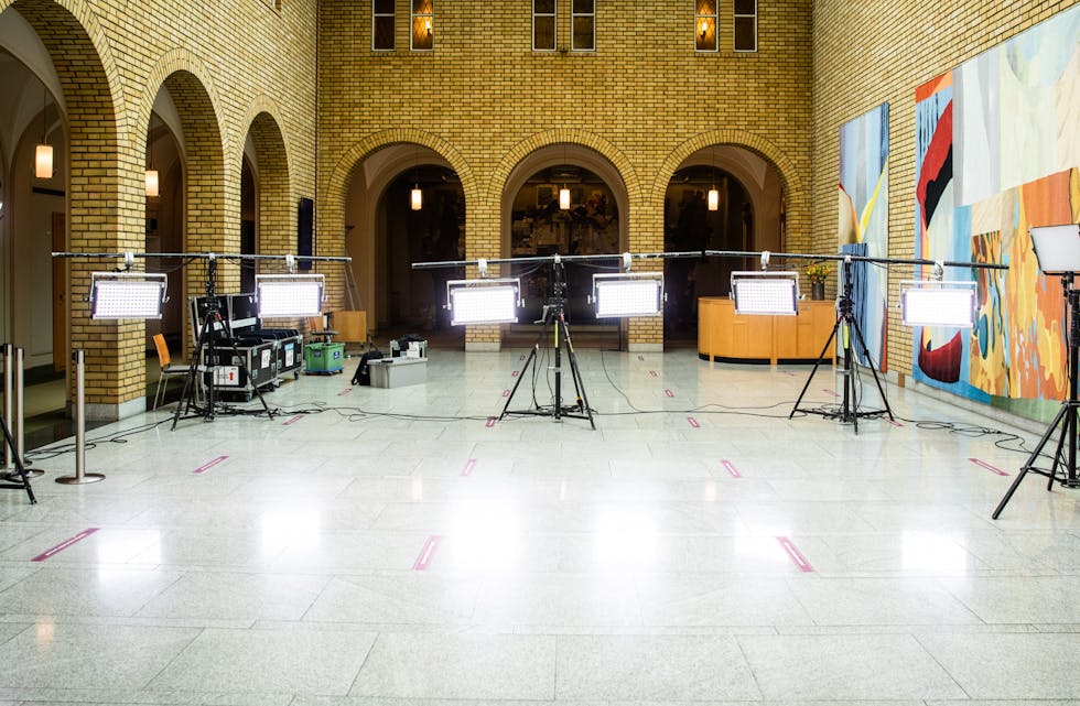 Alt er gjort klart i Stortinget til at partilederne skal komme innom nær midnatt. Da får en en pekepinn på hvem som er valgets seierherre, Foto: Stortinget