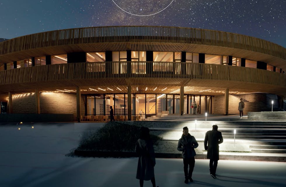 Etter en god og grundig evalueringsprosess har GL Prosjektservice AS vunnet konkurransen om å få bygge den nye ungdomsskolen på Frakkagjerd. «Illustrasjon: Holon Arkitektur AS.