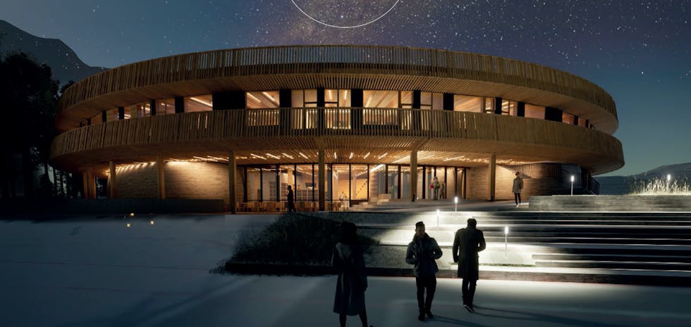 Etter en god og grundig evalueringsprosess har GL Prosjektservice AS vunnet konkurransen om å få bygge den nye ungdomsskolen på Frakkagjerd. «Illustrasjon: Holon Arkitektur AS.