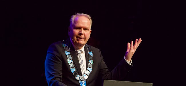 Ordfører Sigmund Lier sin nyttårstale. Foto: Alf-Einar Kvalavåg