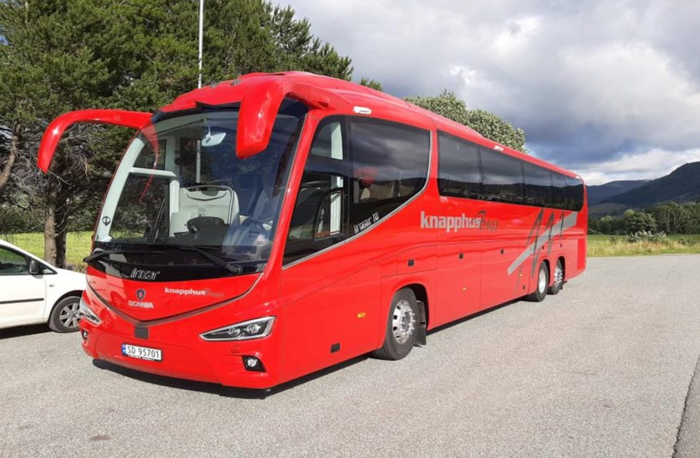 Knapphus buss er et av selskapene som er med på klima-duganden, lørdag. Foto: Knapphus buss