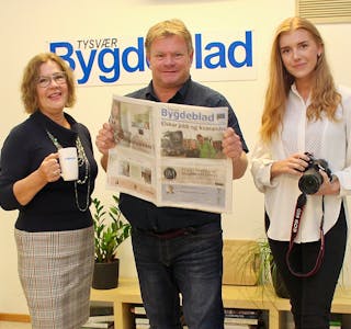 Redaksjonen i Tysvær Bygdeblad har lagt bak seg 336 svært så innholdsrike valgkampdager. Fra venstre: Marit Tvedt, Alf-Einar Kvalavåg og Ada Hirzel Sandvig.