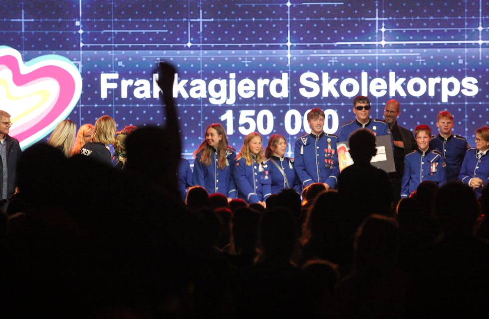 Tidligere i år fikk Frakkagjerd skolekorps 150.000 kroner. Nå har de fått 20.000 til. Foto: Ada Sandvig
