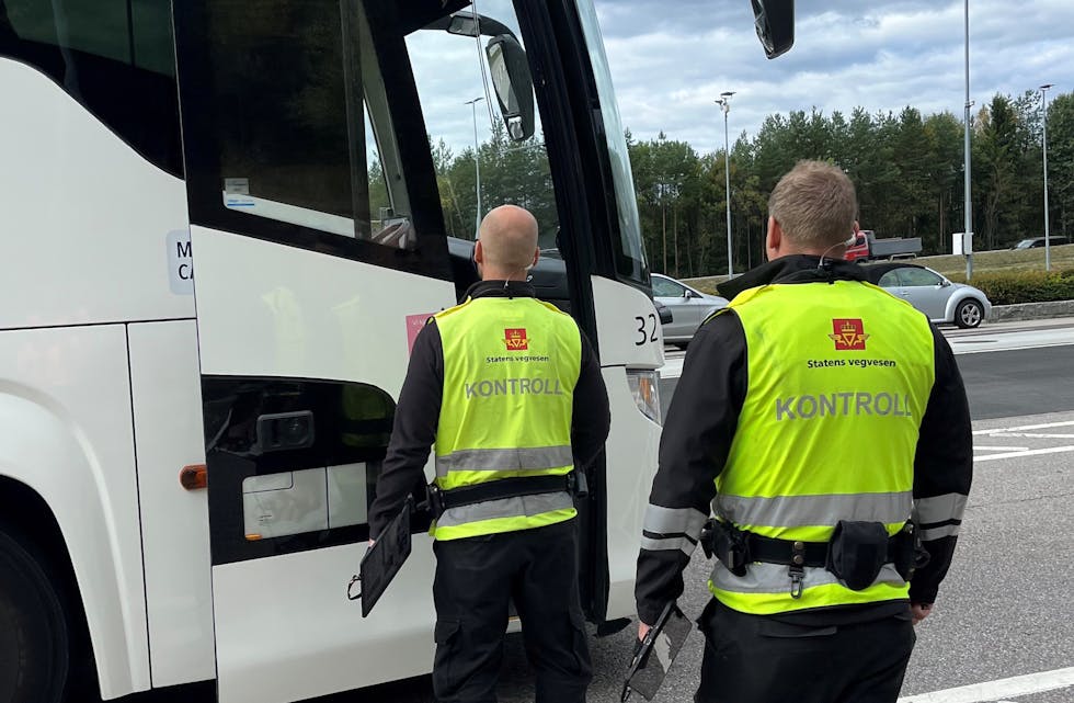 Fra belte i buss kontroll på Taraldrud kontollstasjon