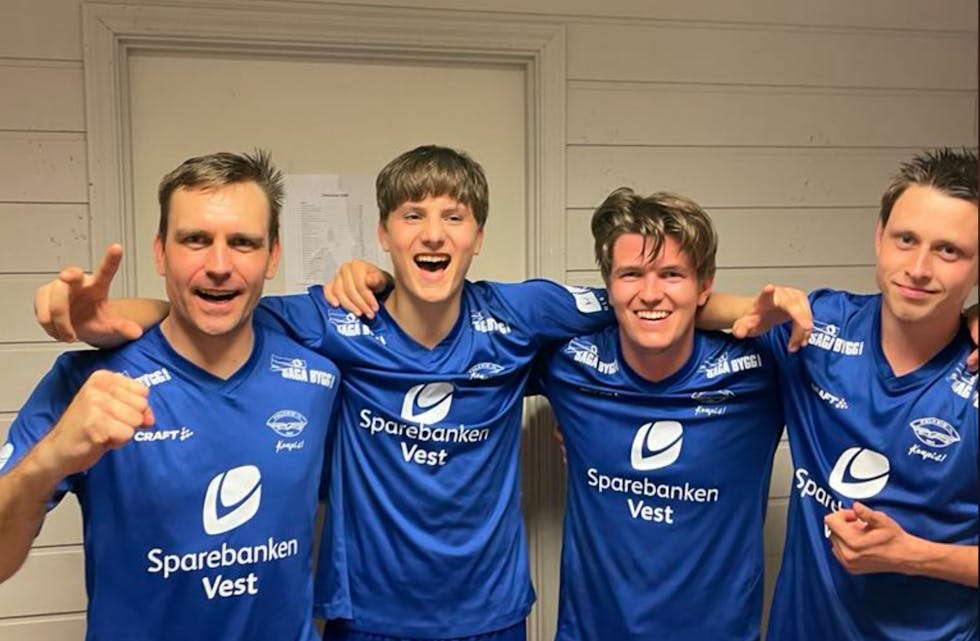 Dagens målscorere er tydeligvis svært godt fornøyd med 6-1 over Kolnes.