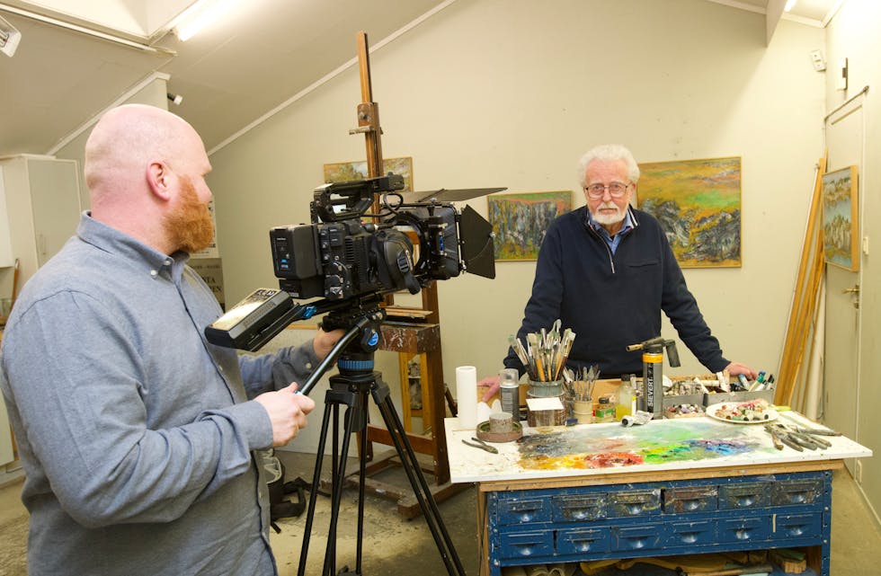 Erlend Bjelland og Olav Nygaard under innspelinga av filmen.
Foto: Alf-Einar Kvalavåg