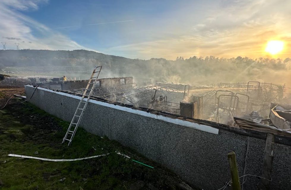 Det er store skader på fjøset som brant i går. Foto: TB-tipser