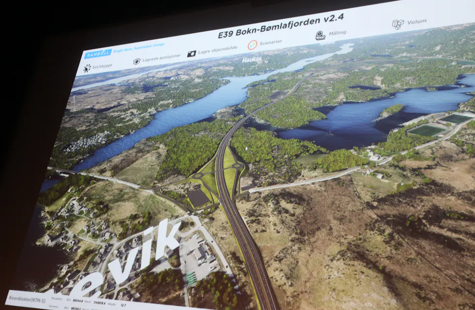 Utsnitt fra vegalternativet langs Førlandsfjorden.