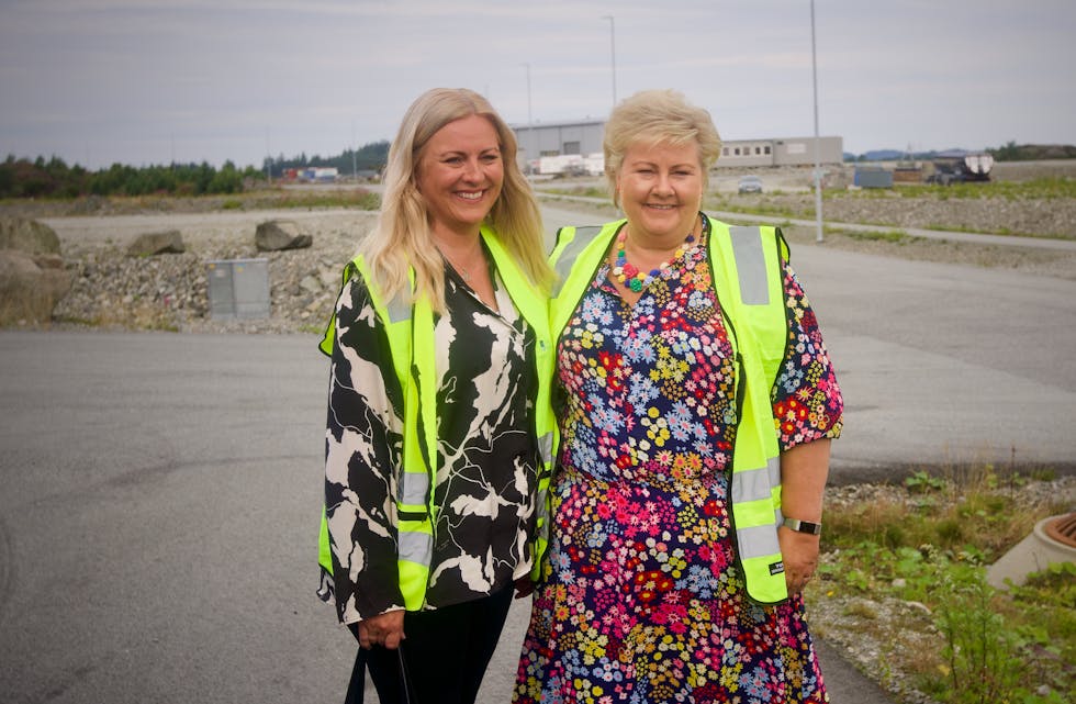 Ordførar Monika Lindanger har hatt besøk av både statsminister Erna Solberg og politikar Solberg. Her er dei i Haugaland Næringspark.