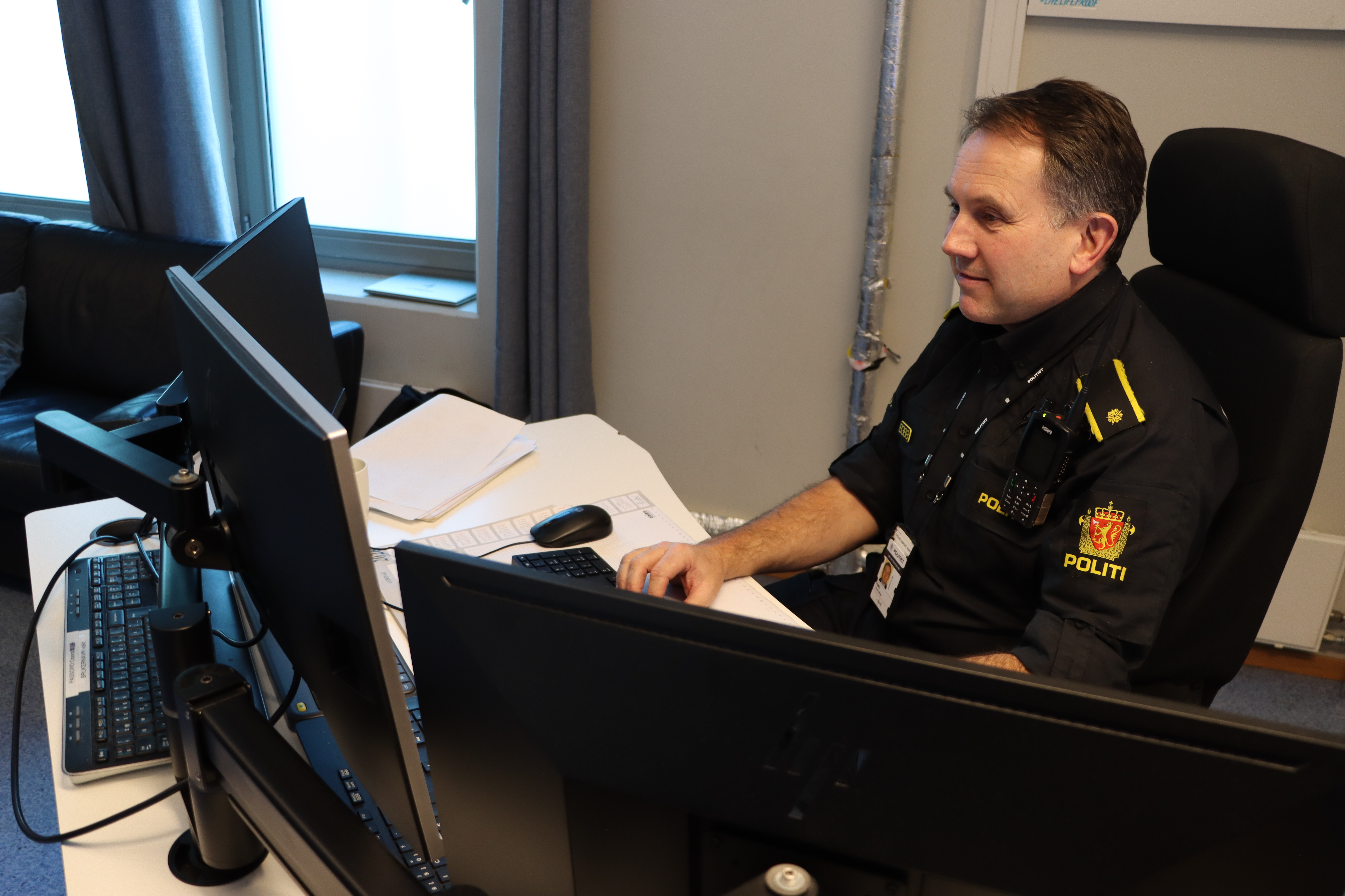 Vaktsjef i Haugesund. Illustrasjonsbilde. Foto: Malene Sørensen Lundberg. Januar 2026. Haugesund politistasjon. Kan gjenbrukes.