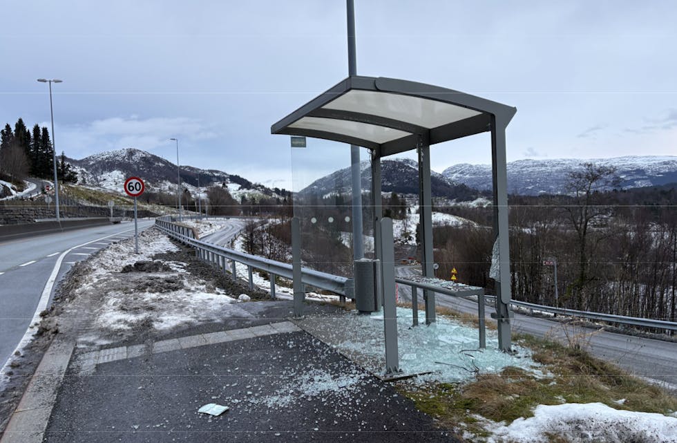 Ett av de 13 busskurene som ble ødelagt var dette på Solheim i Skjold.
