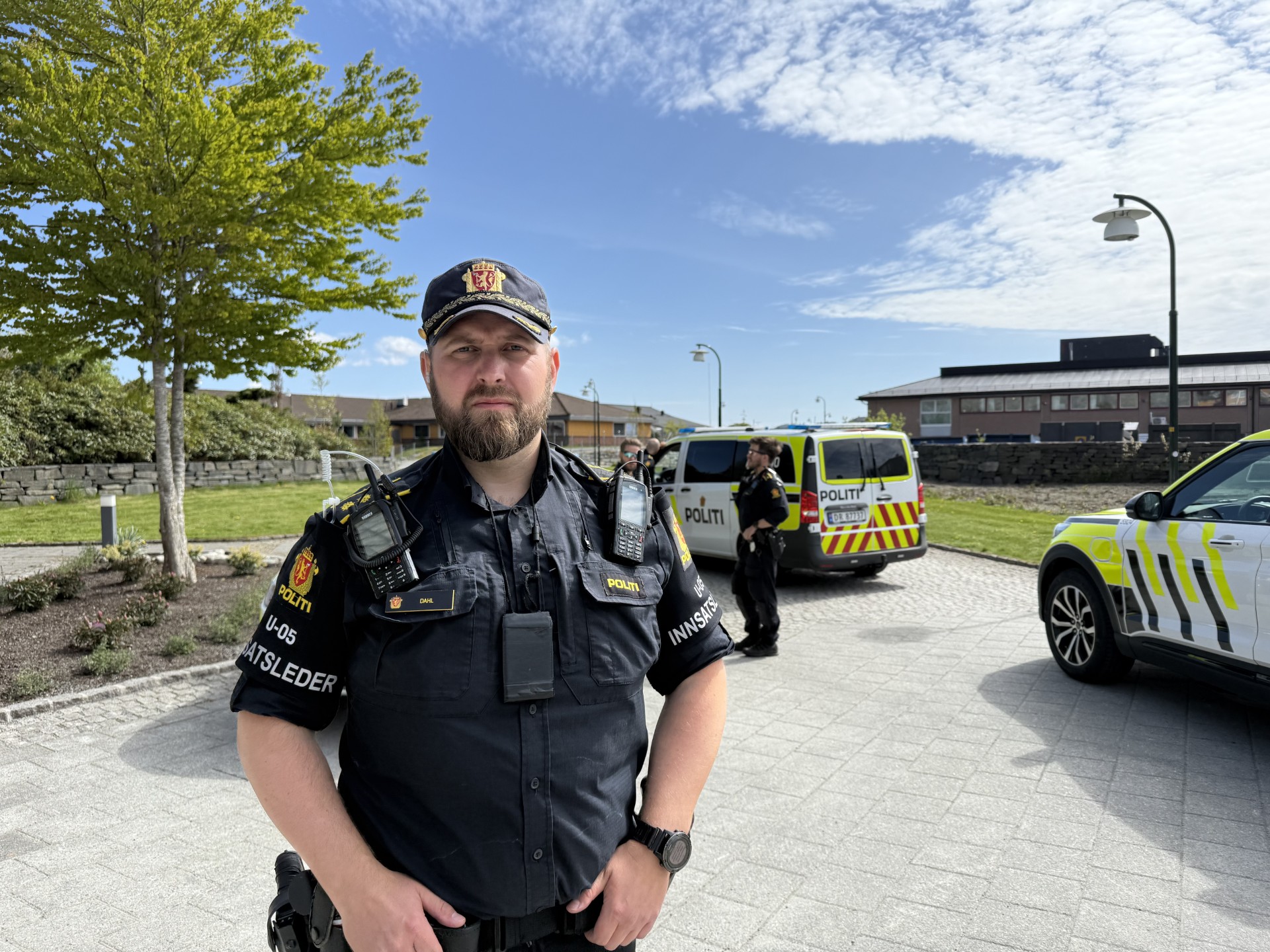 Allerede på dag tre kom det inn en melding om utrykning til en trusselsituasjon like utenfor Aksdal Senter. 
Foto: Malene Sørensen Lundberg