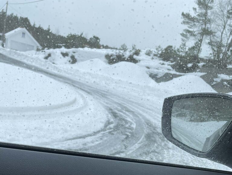 Slik så det ut på Toftøysundvegen tidligere i uka.