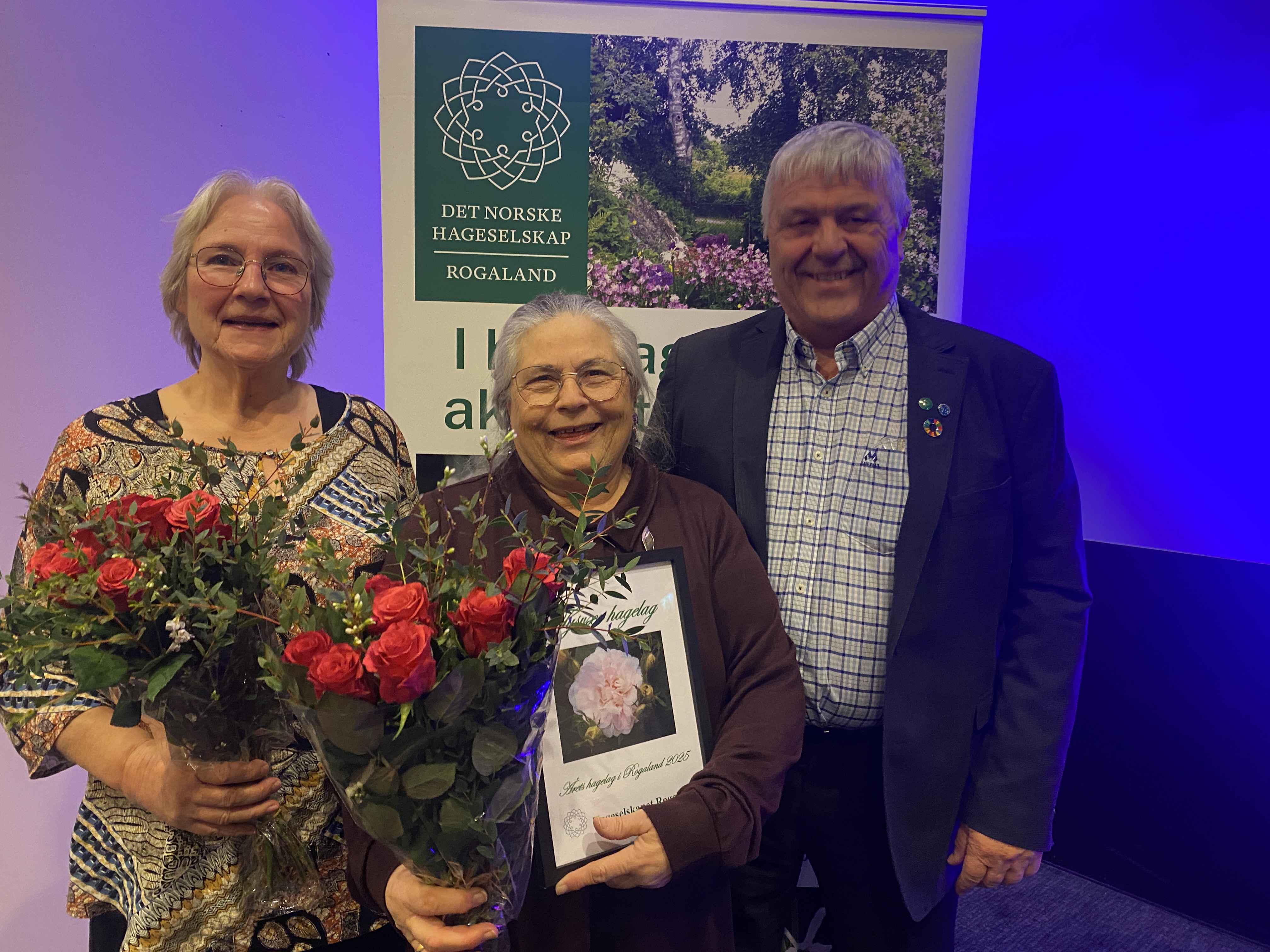 Astrid Næss Strømø, Margareth Stangeland og leiar i Rogaland Hagelag, Ole Geir Skjæveland.