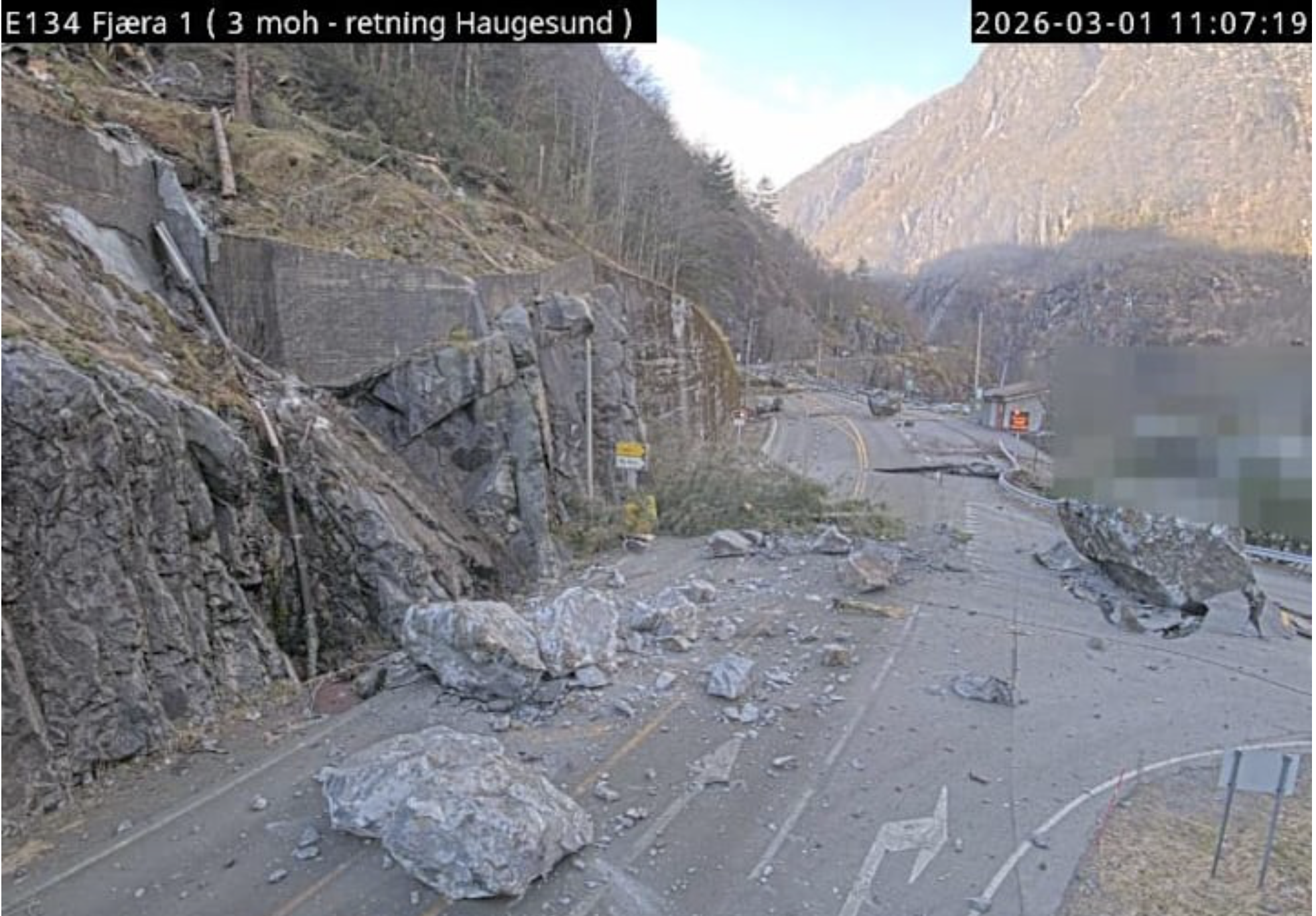 Bilde fra veikrysset i Fjæra, retning Haugesund.