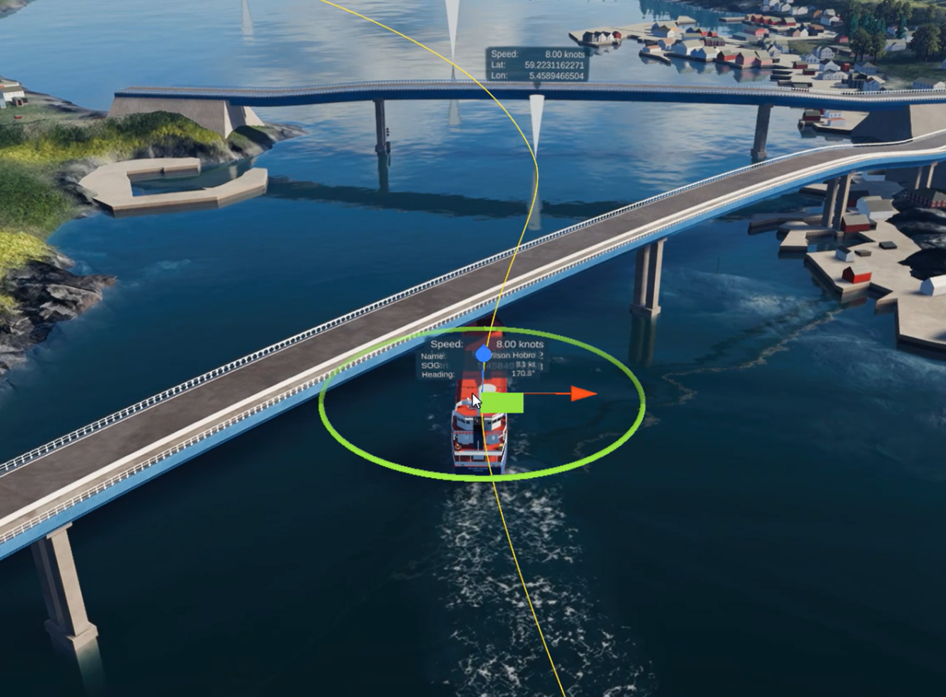 Bildet er hentet fra Kystverket sin rapport, fra deres simulering.