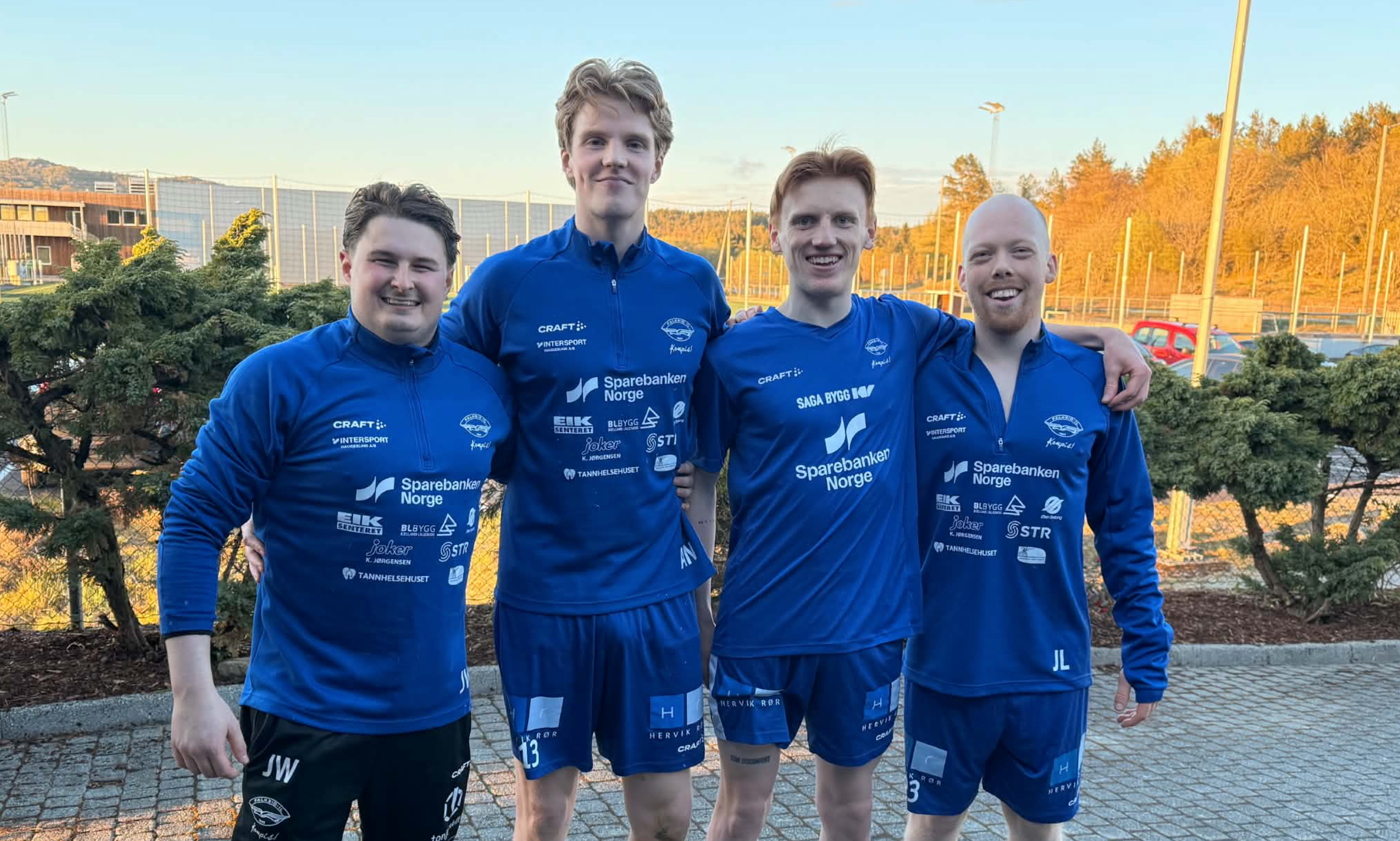 Fornøyd FIL-kvartett. Fra venstre keeper 
James Whyte, Aleksander Sælevik Nyborg, Kasper Askeland og Jon Lindanger. Foto: Rune Waage