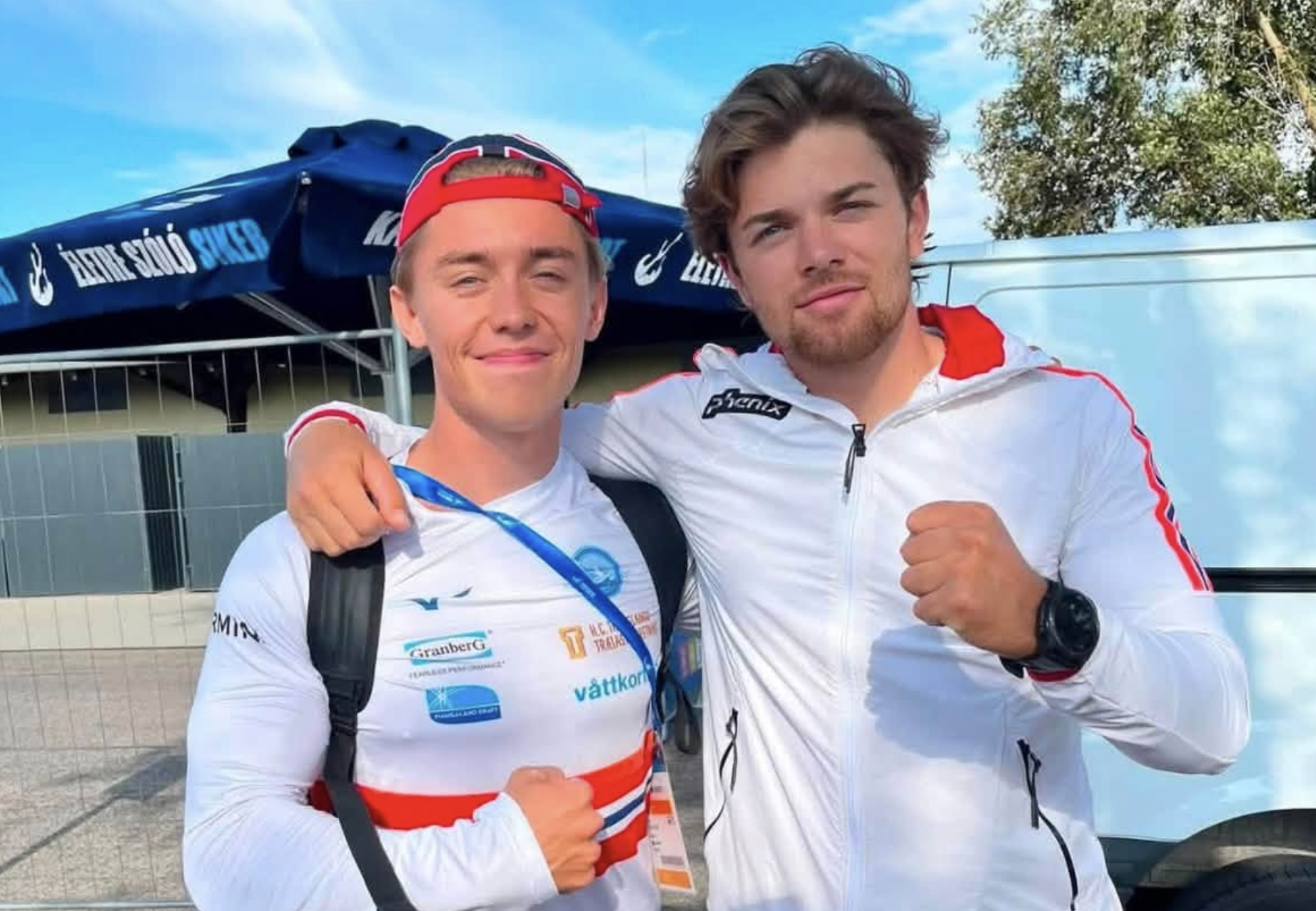 Emil Fjeldheim og Nicolai Lønning var med i den norske båten som ble nummer fem i EM. Foto: Privat